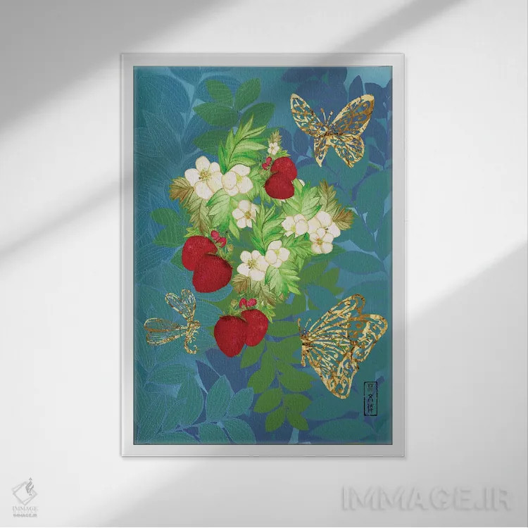 تابلو پروانهها و سنجاقک اثر آنتونی ون لم - نمای قابدار سفید