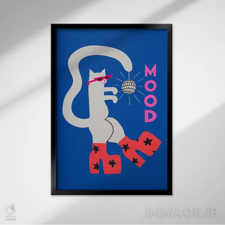 تابلو گربهٔ احساس اثر الی وایلد - نمای قابدار مشکی