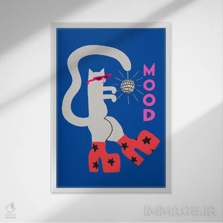 تابلو گربهٔ احساس اثر الی وایلد - نمای قابدار سفید