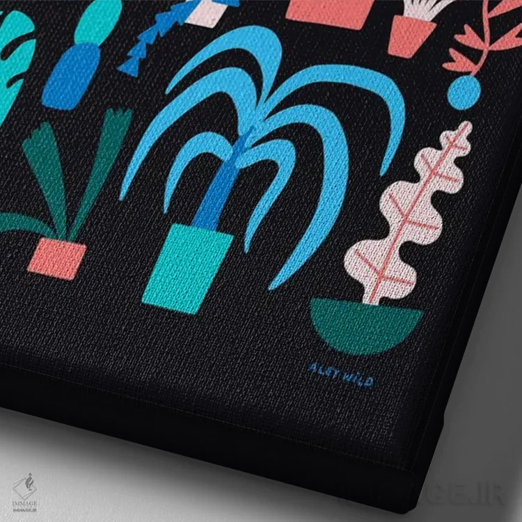 تابلو بهشت گیاهی اثر الی وایلد - نمای نزدیک بافت بوم