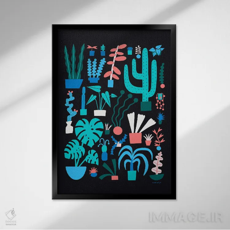 تابلو بهشت گیاهی اثر الی وایلد - نمای قابدار مشکی