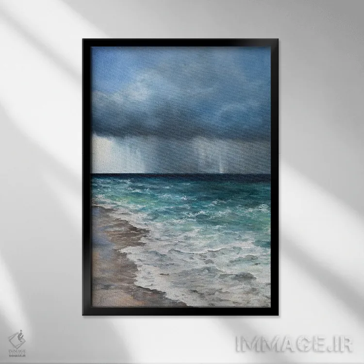 تابلو بارانهای بازیگوش اثر آلسیا یرمیوا - نمای قابدار مشکی