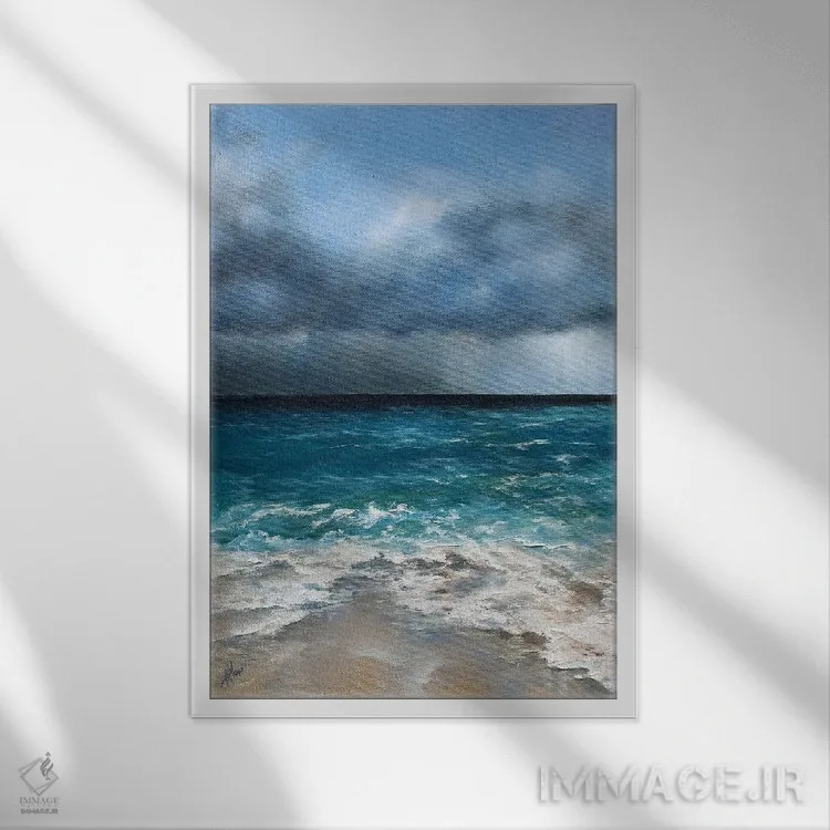 تابلو باران استوایی اثر آلسیا یرمیوا - نمای قابدار سفید