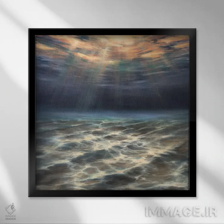 تابلو نورهای زیر آب اثر آلسیا یرمیوا - نمای قابدار مشکی