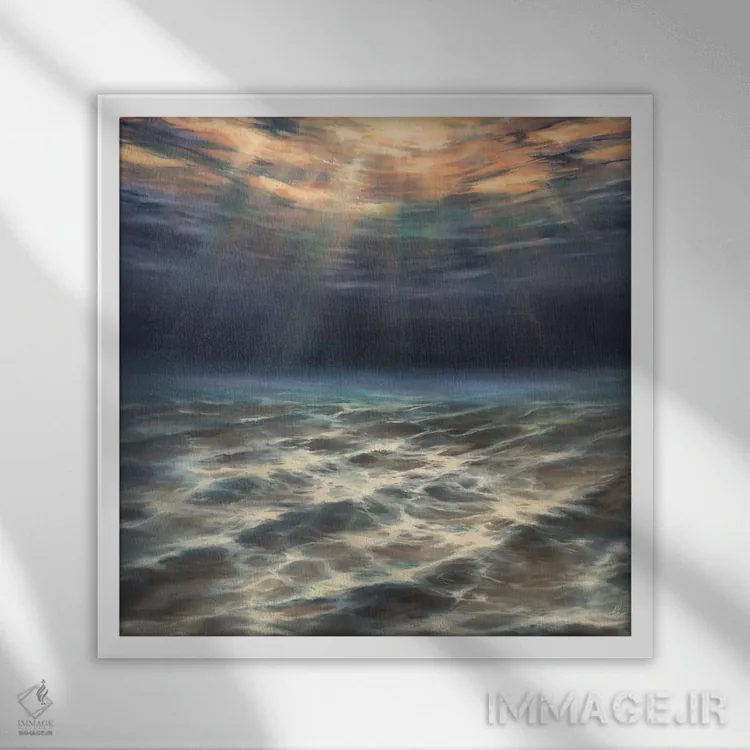 تابلو نورهای زیر آب اثر آلسیا یرمیوا - نمای قابدار سفید