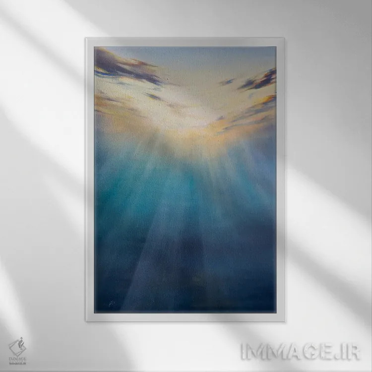 تابلو غروب زیر آب اثر آلسیا یرمیوا - نمای قابدار سفید