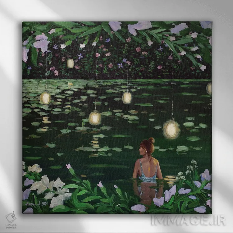 تابلو دریاچه پنهان II اثر اگنیشکا تورک - نمای روبهرو روی دیوار