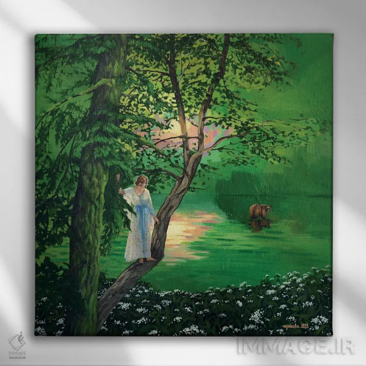 تابلو قایمباشک اثر اگنیشکا تورک - نمای روبهرو روی دیوار