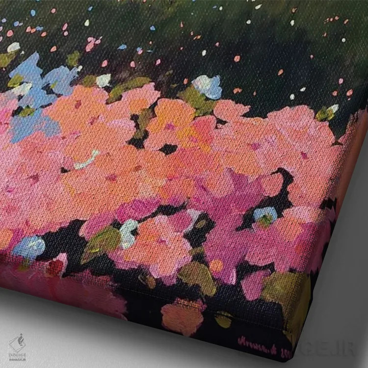 تابلو جنگل بهاری اثر اگنیشکا تورک - نمای نزدیک بافت بوم