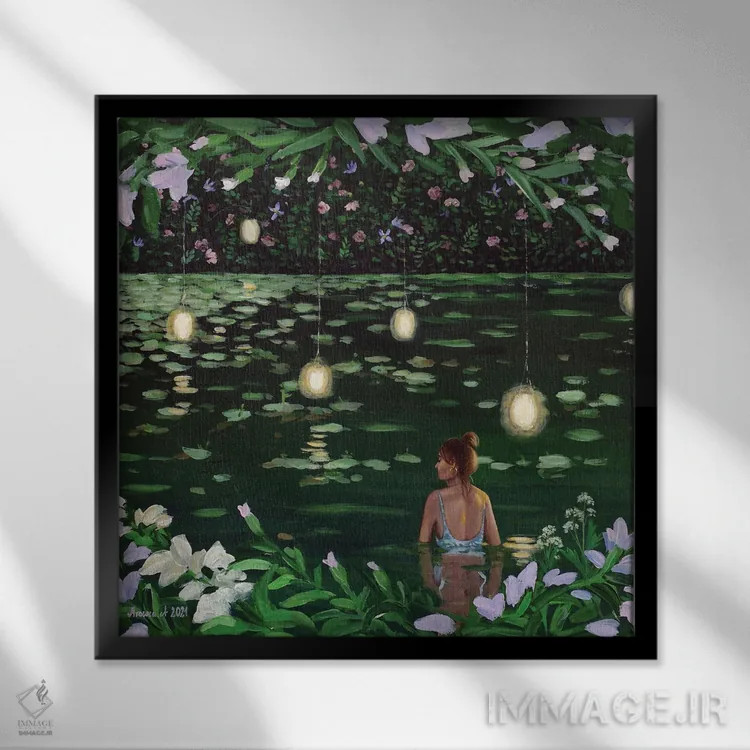 تابلو دریاچه پنهان II اثر اگنیشکا تورک - نمای قابدار مشکی