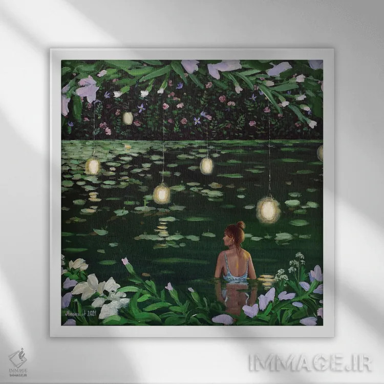 تابلو دریاچه پنهان II اثر اگنیشکا تورک - نمای قابدار سفید