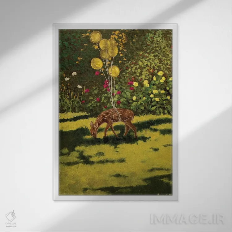 تابلو گوزن شوکا اثر اگنیشکا تورک - نمای قابدار سفید