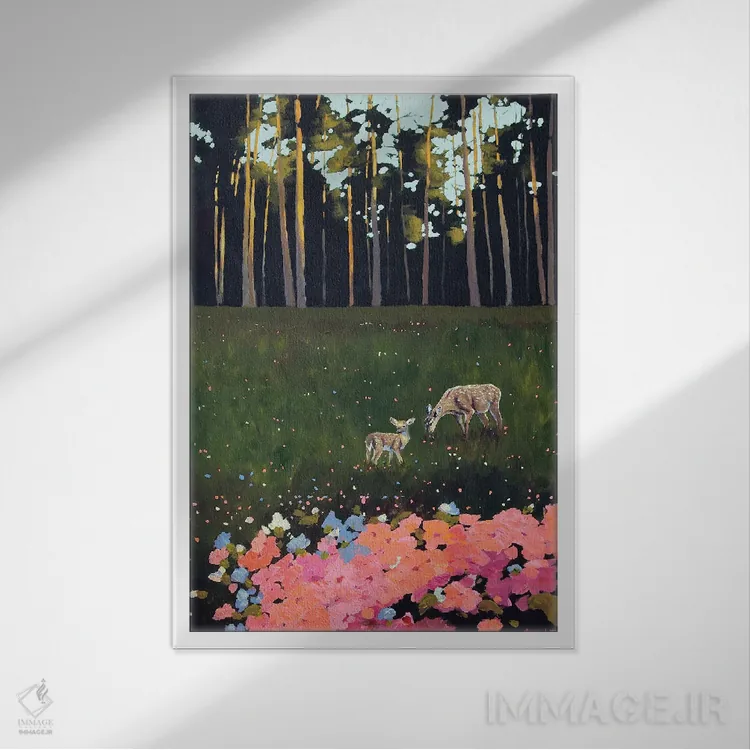 تابلو جنگل بهاری اثر اگنیشکا تورک - نمای قابدار سفید