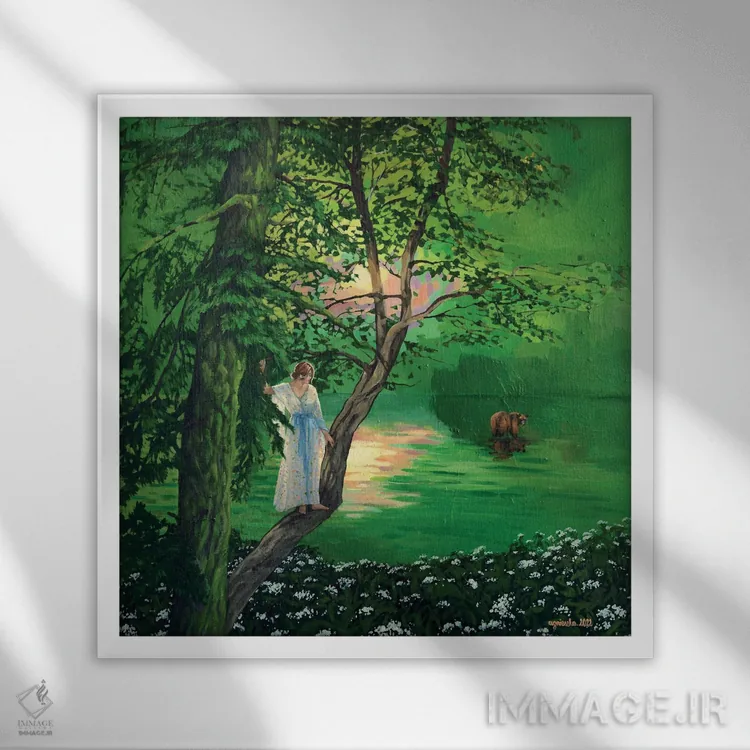 تابلو قایمباشک اثر اگنیشکا تورک - نمای قابدار سفید