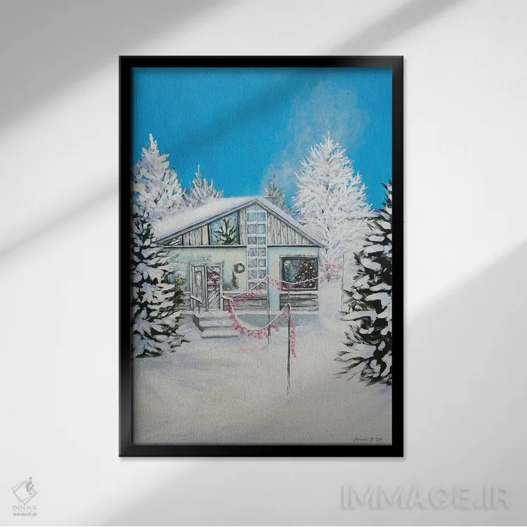 تابلو زمستان همهجا اطراف ماست اثر اگنیشکا تورک - نمای قابدار مشکی