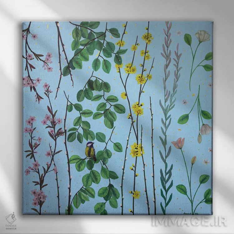 تابلو گلها اثر اگنیشکا تورک - نمای روبهرو روی دیوار