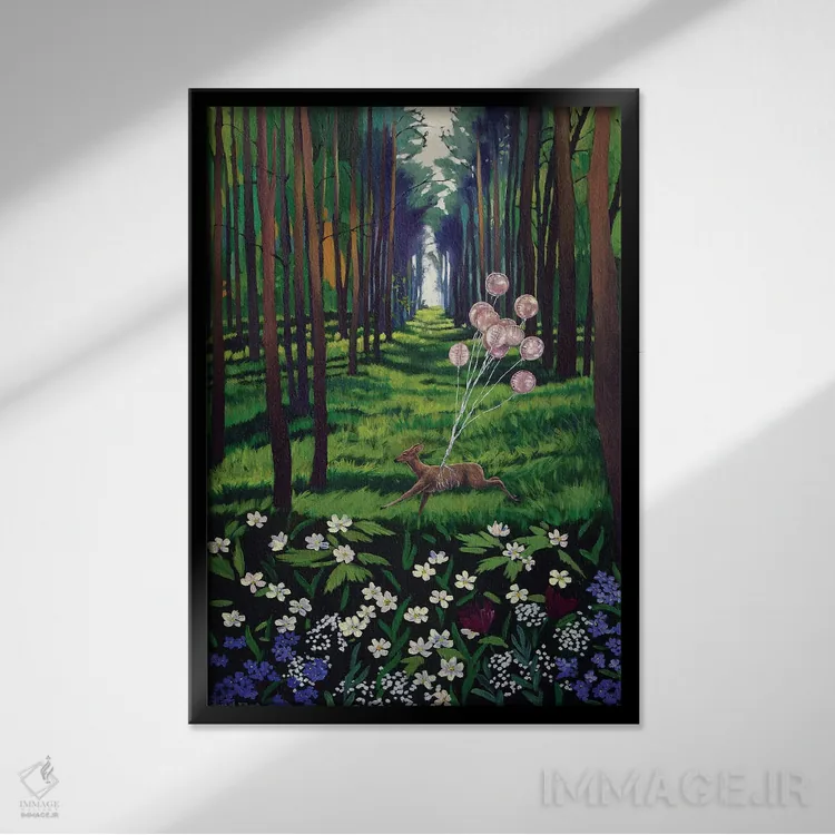تابلو جنگل بهاری III اثر اگنیشکا تورک - نمای قابدار مشکی