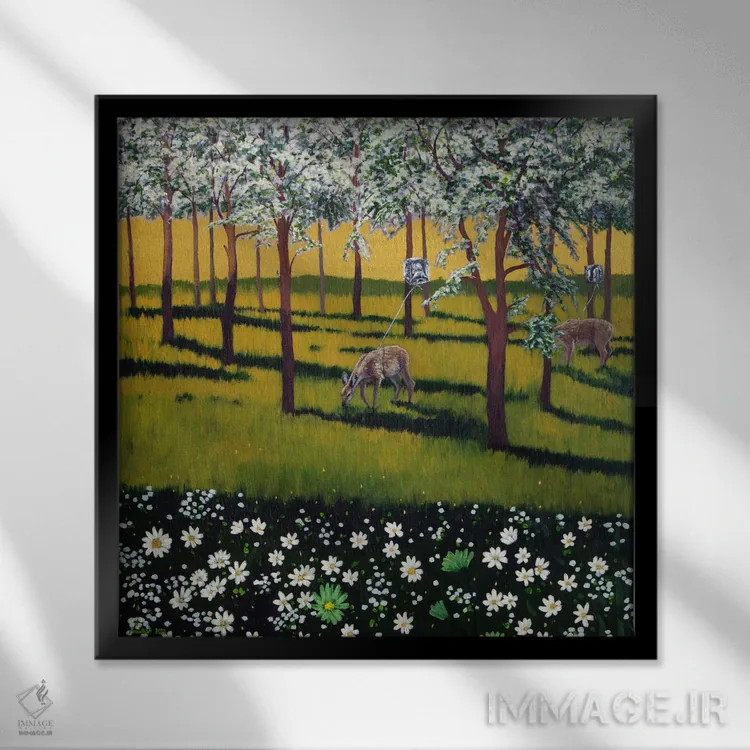تابلو جنگل بهاری IV اثر اگنیشکا تورک - نمای قابدار مشکی
