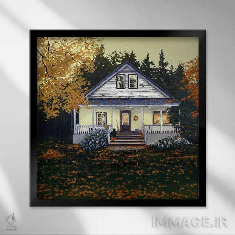 تابلو خانه پاییزی II اثر اگنیشکا تورک - نمای قابدار مشکی