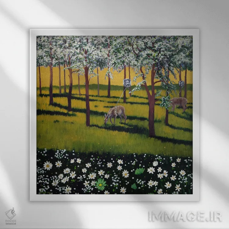 تابلو جنگل بهاری IV اثر اگنیشکا تورک - نمای قابدار سفید