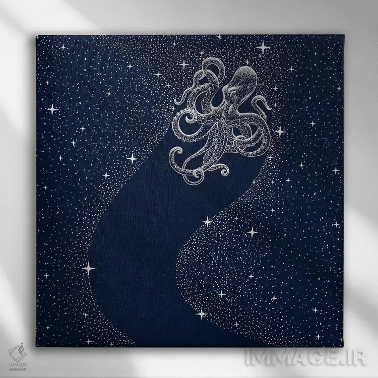 تابلو هشتپای ستارهای اثر علیرضا چاکر - نمای روبهرو روی دیوار