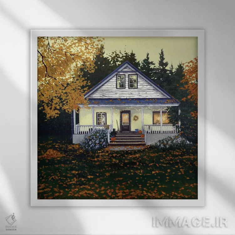 تابلو خانه پاییزی II اثر اگنیشکا تورک - نمای قابدار سفید