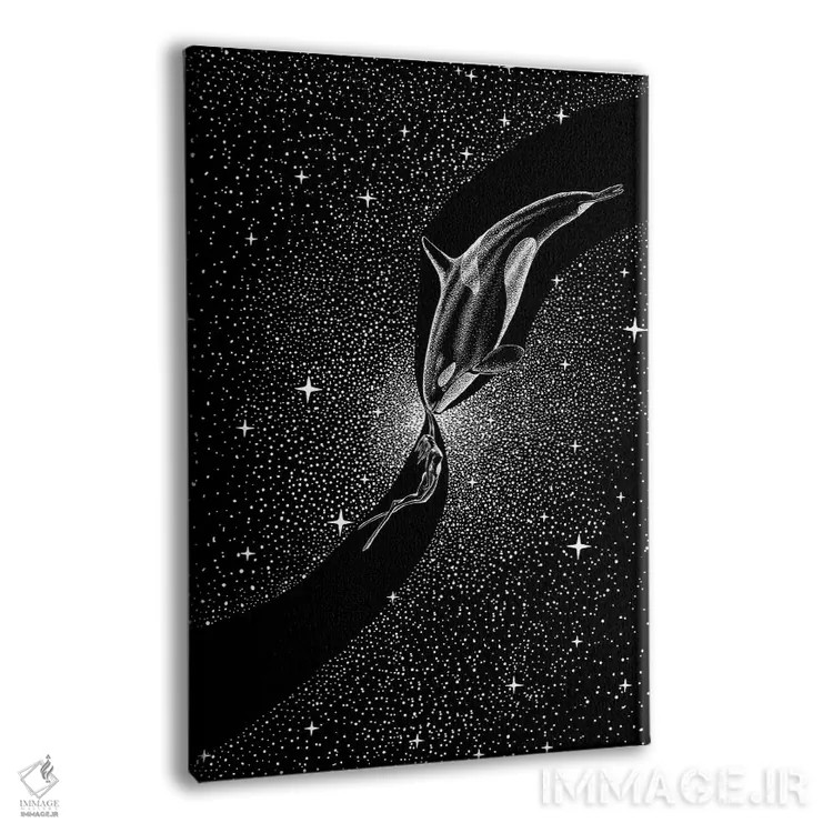 تابلو نهنگ قاتل ستارهای و غواص اثر علیرضا چاکر - نمای پرسپکتیو محصول