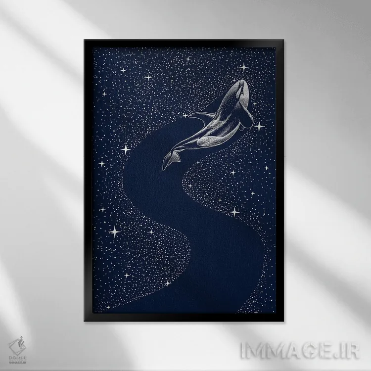 تابلو نهنگ قاتل ستارهای اثر علیرضا چاکر - نمای قابدار مشکی