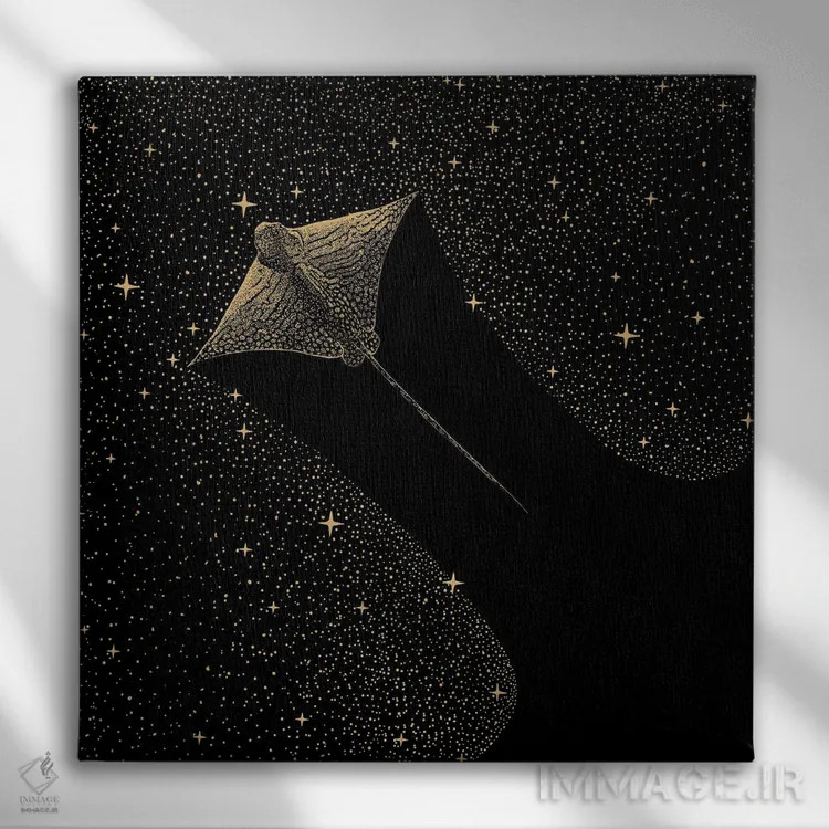 تابلو پرستوماهی عقابی ستارهای اثر علیرضا چاکر - نمای روبهرو روی دیوار