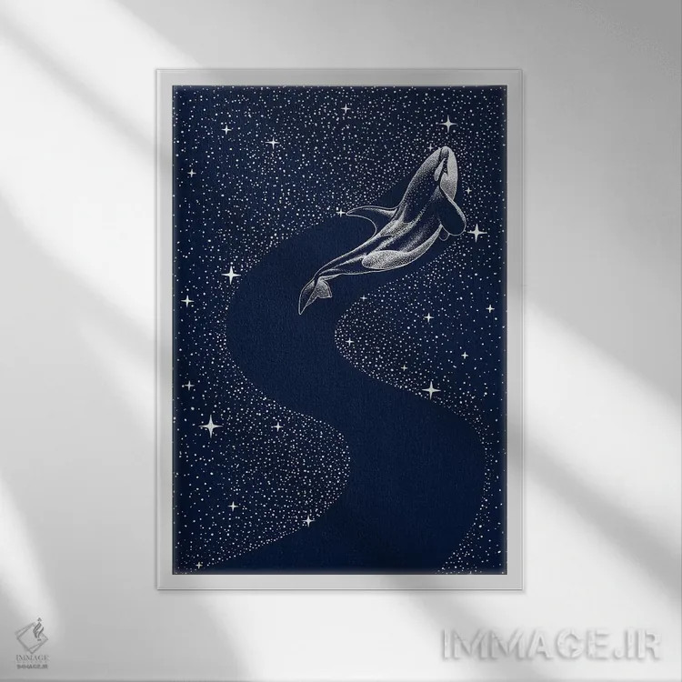 تابلو نهنگ قاتل ستارهای اثر علیرضا چاکر - نمای قابدار سفید