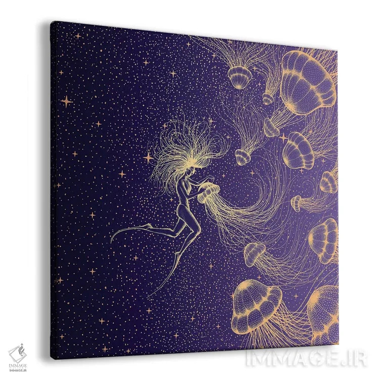 تابلو غواص و عروس دریایی اثر علیرضا چاکر - نمای پرسپکتیو محصول