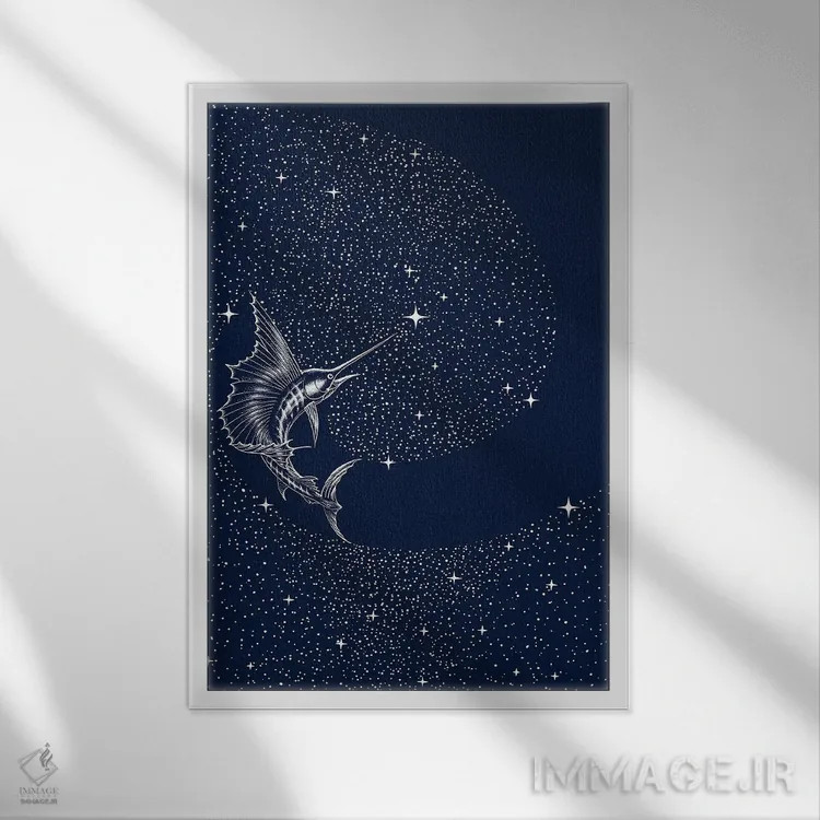 تابلو ملوان ستارهای اثر علیرضا چاکر - نمای قابدار سفید