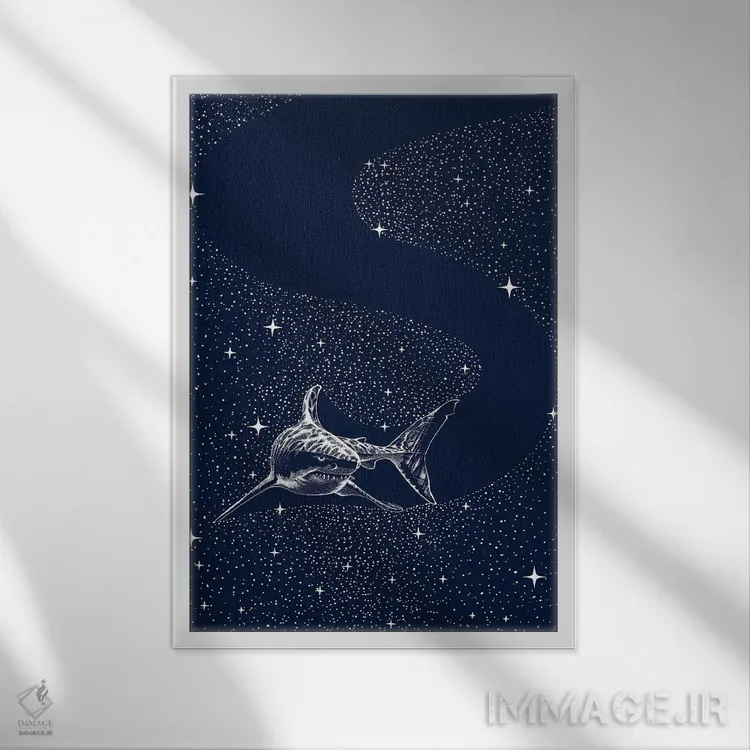 تابلو کوسه ستارهای اثر علیرضا چاکر - نمای قابدار سفید