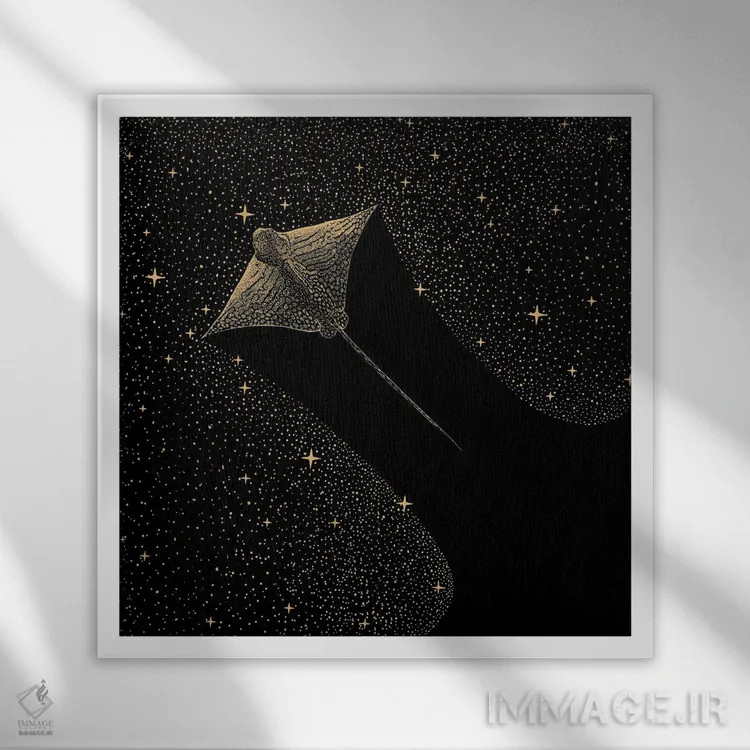 تابلو پرستوماهی عقابی ستارهای اثر علیرضا چاکر - نمای قابدار سفید