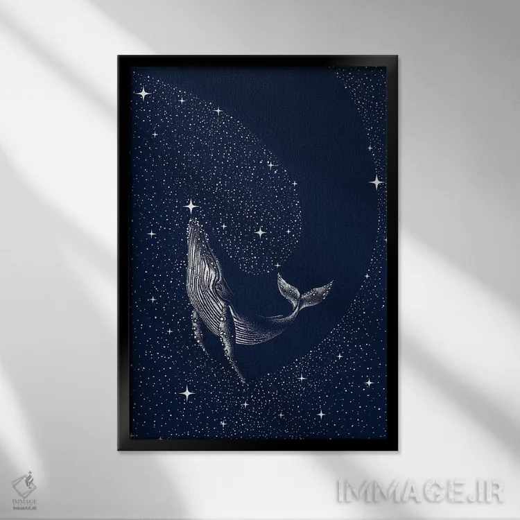 تابلو نهنگ ستارهای اثر علیرضا چاکر - نمای قابدار مشکی