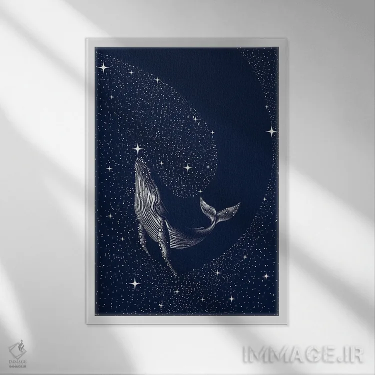 تابلو نهنگ ستارهای اثر علیرضا چاکر - نمای قابدار سفید