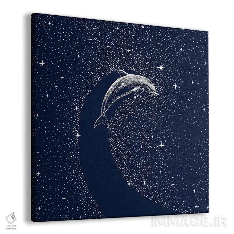 تابلو دلفین ستارهای اثر علیرضا چاکر - نمای پرسپکتیو محصول