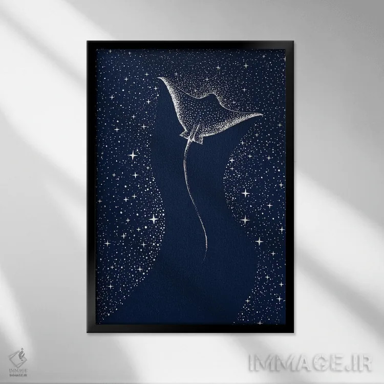 تابلو گردآورندهٔ ستاره اثر علیرضا چاکر - نمای قابدار مشکی