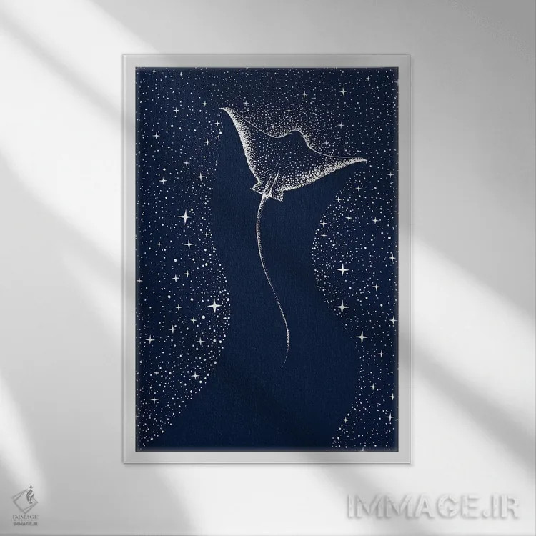 تابلو گردآورندهٔ ستاره اثر علیرضا چاکر - نمای قابدار سفید