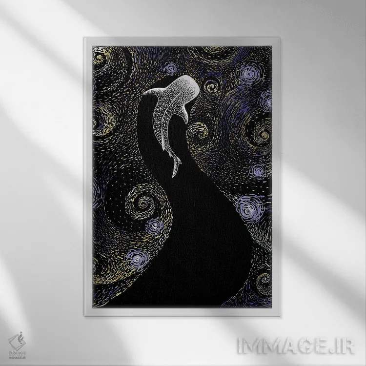 تابلو ستارهخوار به سبک ونگوگ اثر علیرضا چاکر - نمای قابدار سفید