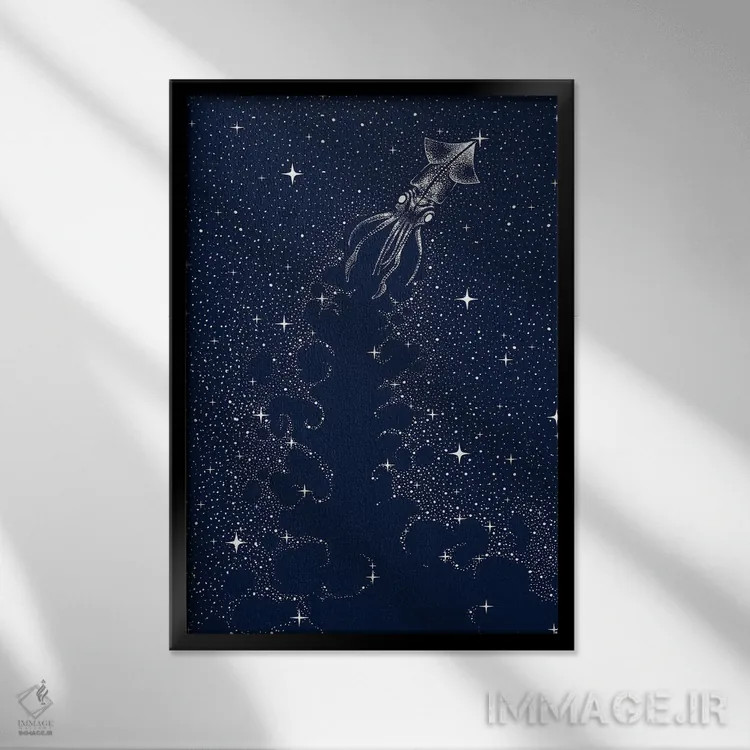 تابلو جوهرپاش ستارهای اثر علیرضا چاکر - نمای قابدار مشکی