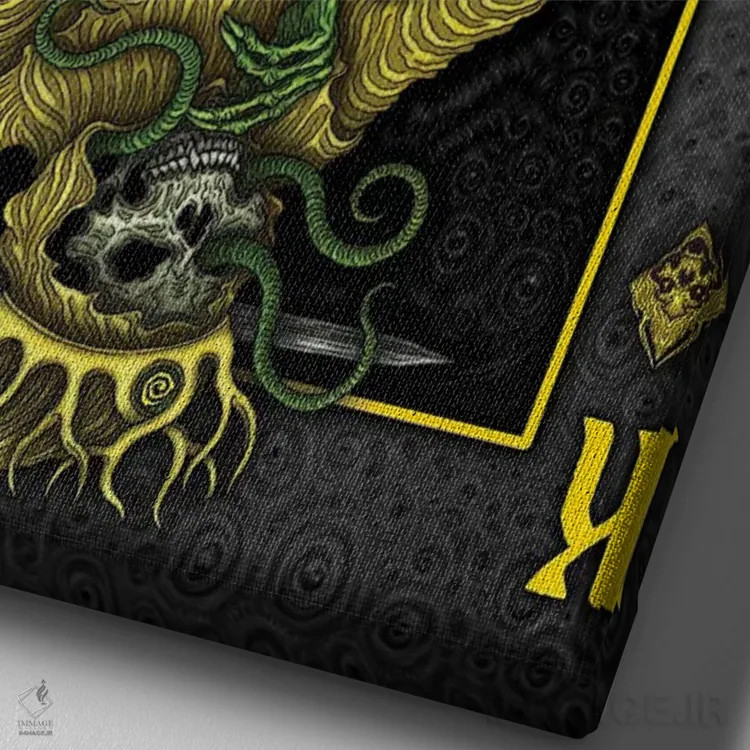 تابلو پادشاه زرد خودکشی اثر آژمودای - نمای نزدیک بافت بوم