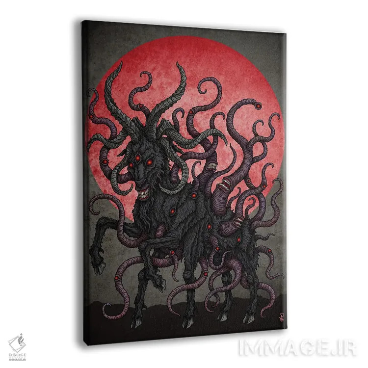 تابلو بز سیاه ماه سرخ اثر آژمودای - نمای پرسپکتیو محصول