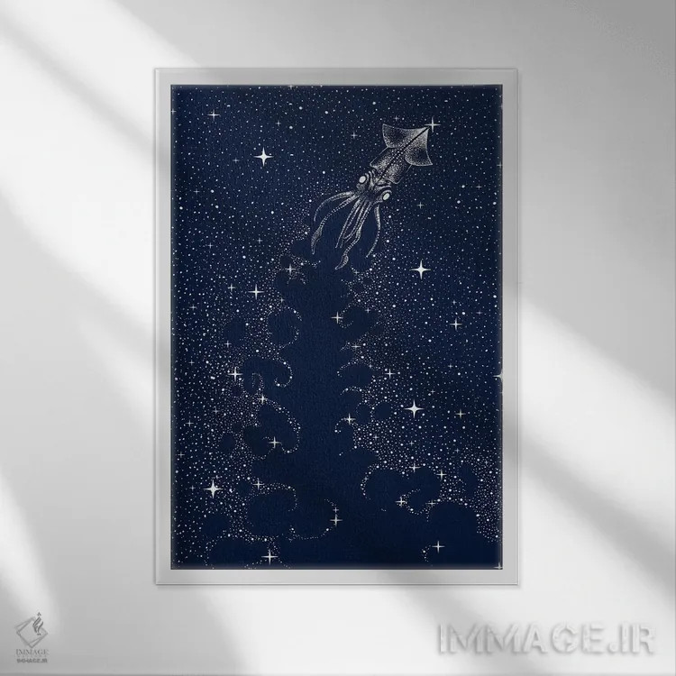 تابلو جوهرپاش ستارهای اثر علیرضا چاکر - نمای قابدار سفید