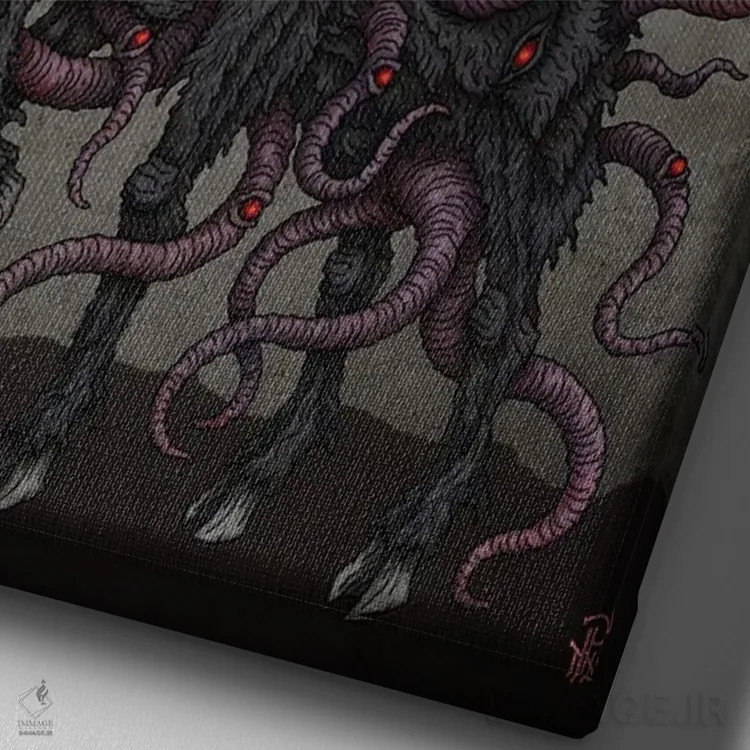 تابلو بز سیاه ماه سرخ اثر آژمودای - نمای نزدیک بافت بوم