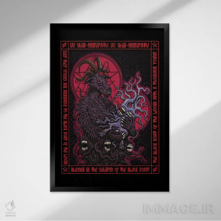 تابلو آیکون بز سیاه اثر آژمودای - نمای قابدار مشکی