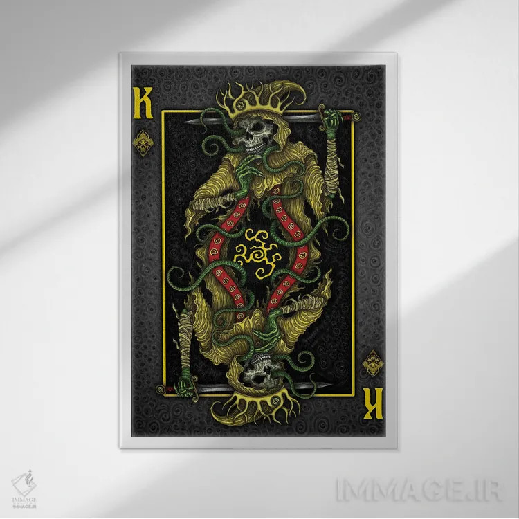 تابلو پادشاه زرد خودکشی اثر آژمودای - نمای قابدار سفید