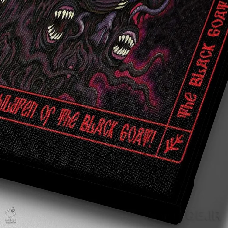 تابلو آیکون بز سیاه اثر آژمودای - نمای نزدیک بافت بوم