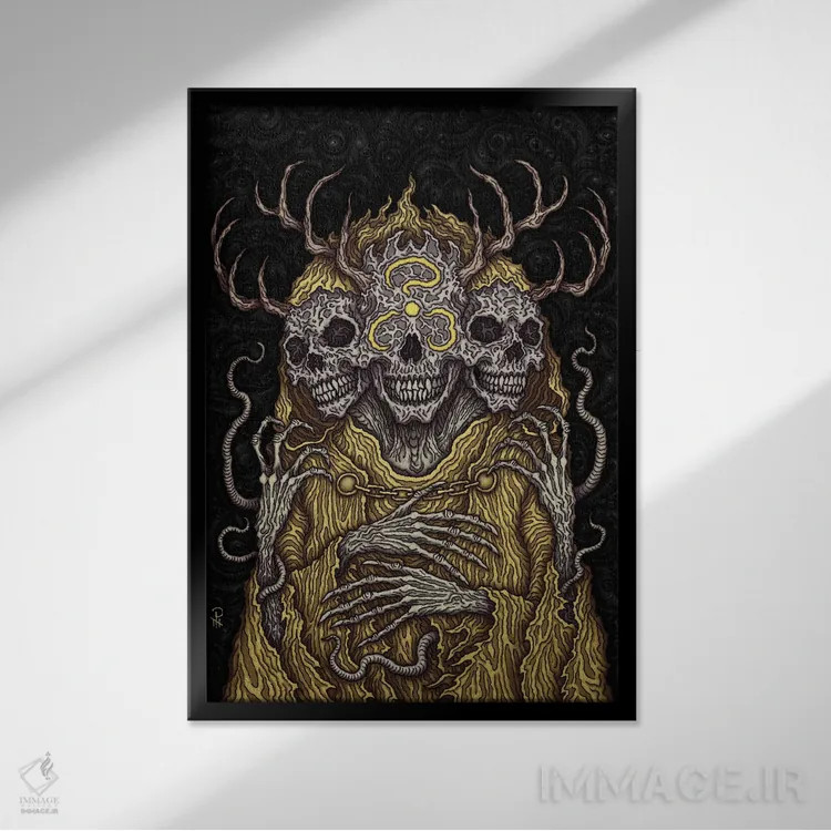 تابلو نشان زرد اثر آژمودای - نمای قابدار مشکی