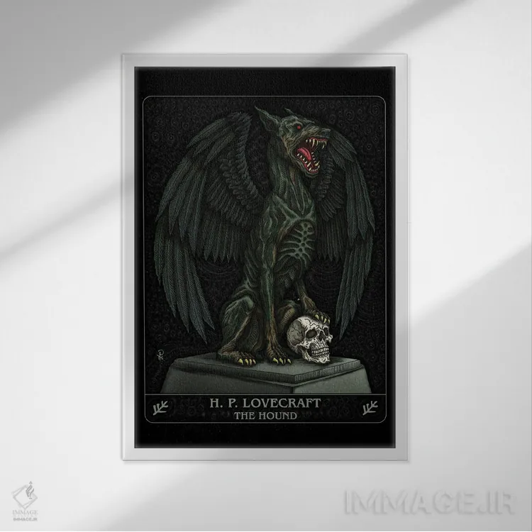 تابلو سگ شکاری اثر آژمودای - نمای قابدار سفید